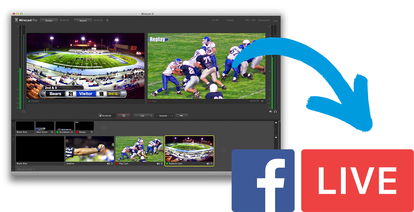 Wirecast Now Enables Professional Quality Live Video Streaming to Facebook - April 13, 2016